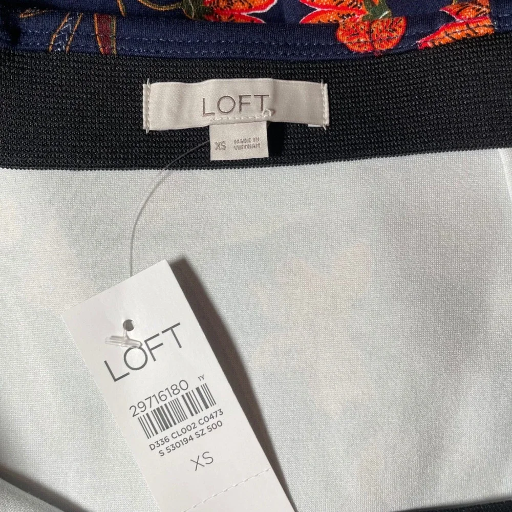 LOFT Navy Blue Tropical Floral Flounce Hem Mini Skirt XS NWT Cottagecore Preppy‎